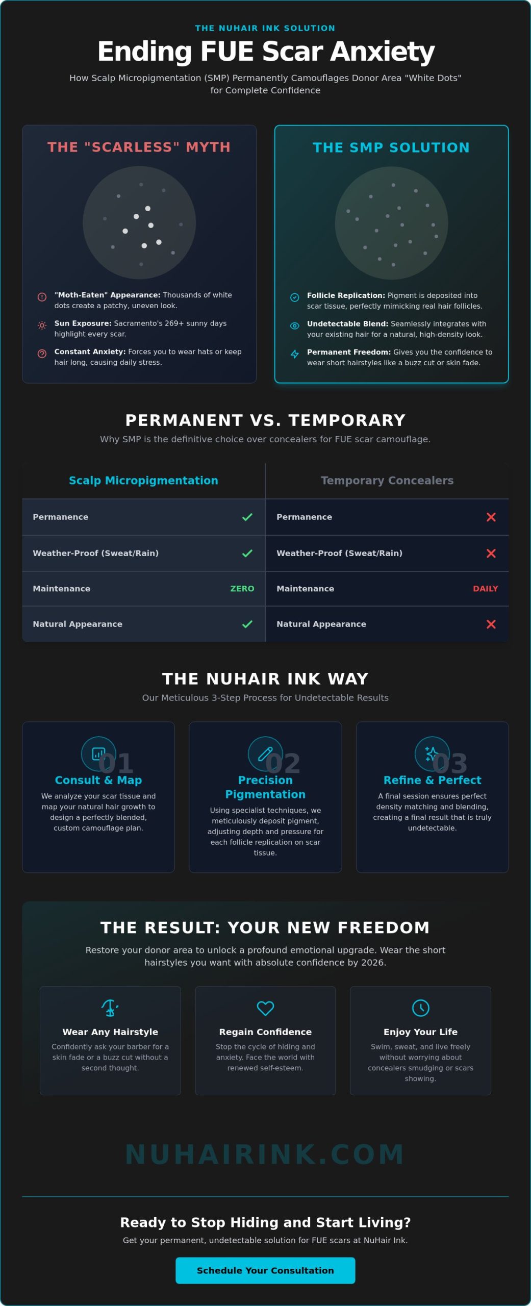 Concealing FUE Scars in Sacramento: How SMP Restores Your Donor Area in 2026
