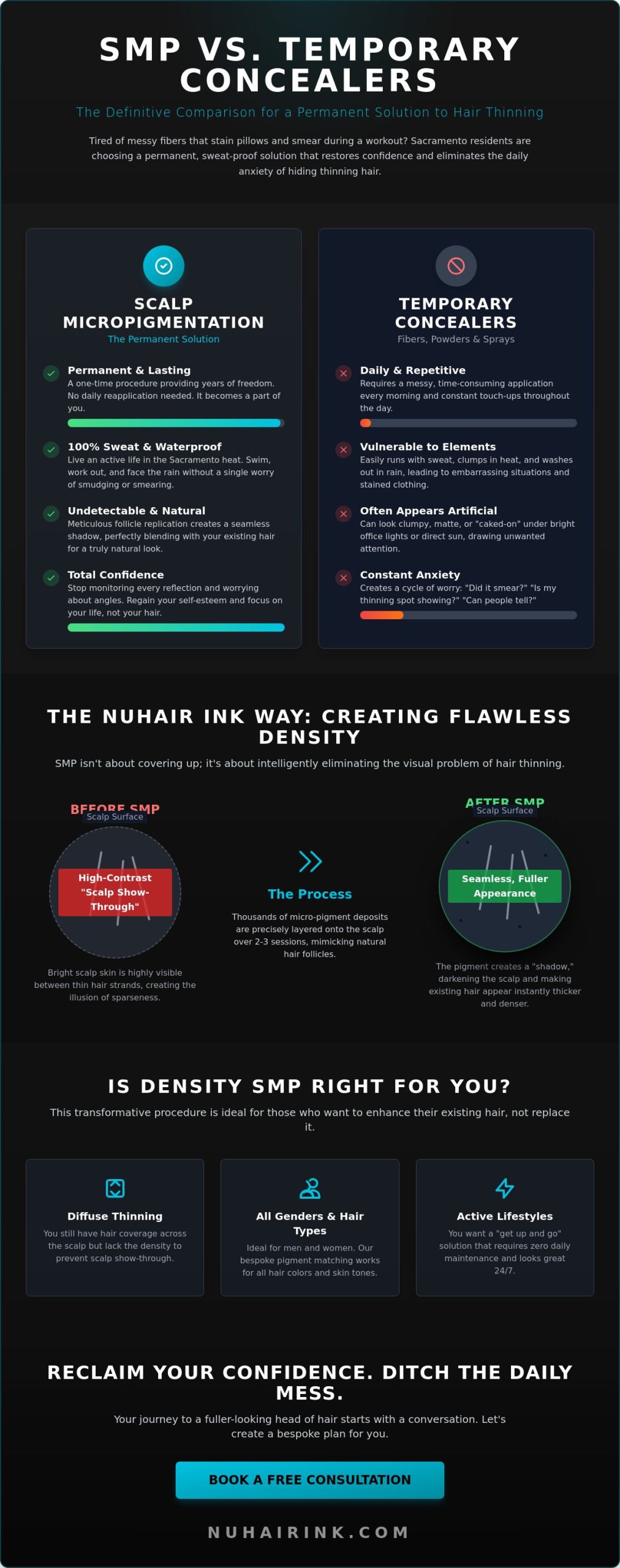 SMP for Thinning Hair in Sacramento: The Permanent Density Solution