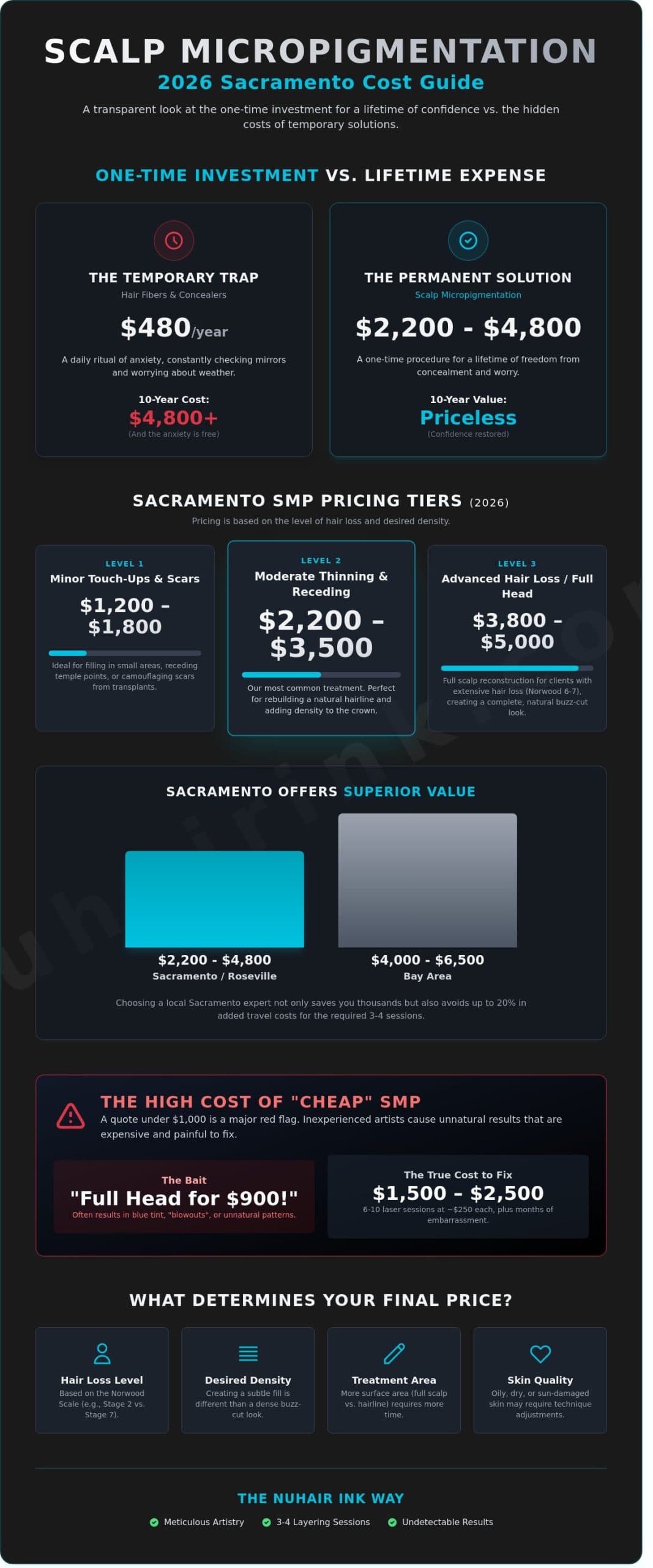 Scalp Micropigmentation Cost in Sacramento & Roseville: 2026 Pricing Guide